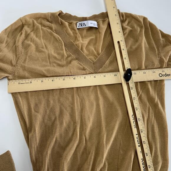Zara Sweater Womens Small V Neck Lightweight Pullover Long Sleeve Modal Blend To - Picture 6 of 7